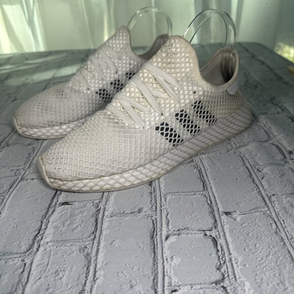 Adidas Deerupt Runner White Black Men 11.5 Sneakers DA8871 Net Mesh Slip On Shoe - Picture 1 of 16